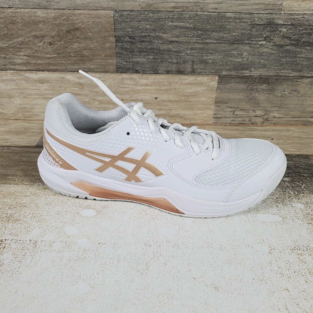 Asics Gel-Dedicate 8 Womens Pickleball Shoes Sz 9.5 White Champagne Sneakers